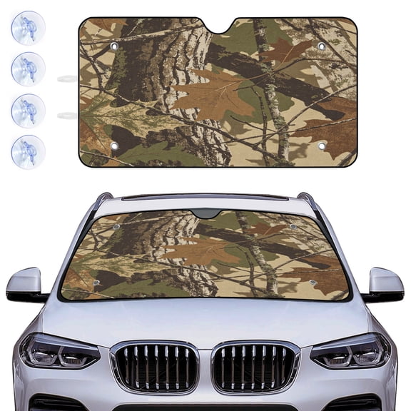 Windshield Sun Shade for Car Foldable Sunshade for Front Windows, Blocks UV Rays, Hunting Camouflage Automotive Interior Sun Blocker