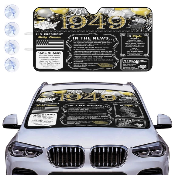 Windshield Sun Shade for Car Foldable Sunshade for Front Windows, Blocks UV Rays, back in 1949 Automotive Interior Sun Blocker