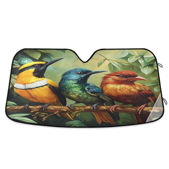 Windshield Sun Shade for Cars, 55"x27.6" Foldable Car Sun Shade with Aluminum Foil Bubble Heat Insulation, UV Protection for Sedan/SUV/Truck,Birds