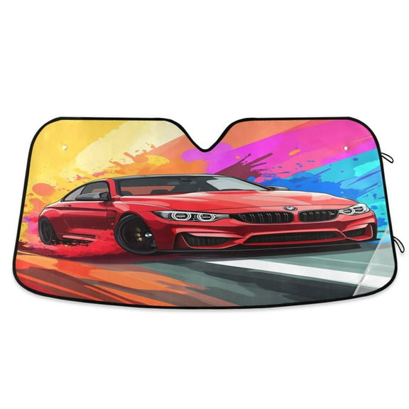 Windshield Sun Shade for Cars, 55"x27.6" Foldable Car Sun Shade with Aluminum Foil Bubble Heat Insulation, UV Protection for Sedan/SUV/Truck,Car