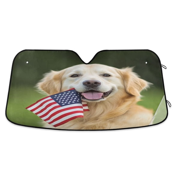 Windshield Sun Shade for Cars, 55"x27.6" Foldable Car Sun Shade with Aluminum Foil Bubble Heat Insulation, UV Protection for Sedan/SUV/Truck,Dog