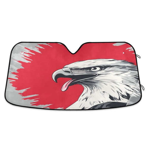 Windshield Sun Shade for Cars, 55"x27.6" Foldable Car Sun Shade with Aluminum Foil Bubble Heat Insulation, UV Protection for Sedan/SUV/Truck,Eagle