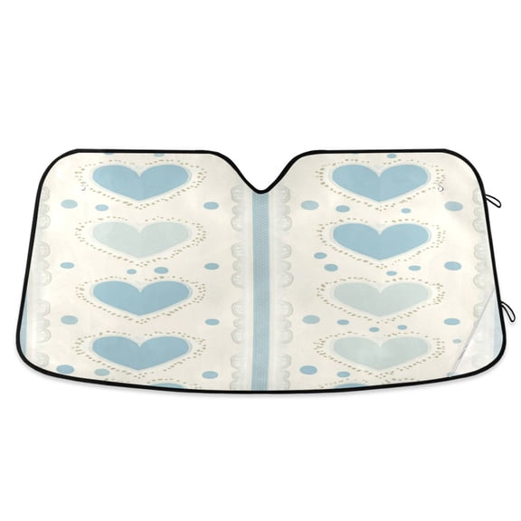 Windshield Sun Shade for Cars, 55"x27.6" Foldable Car Sun Shade with Aluminum Foil Bubble Heat Insulation, UV Protection for Sedan/SUV/Truck,Heart