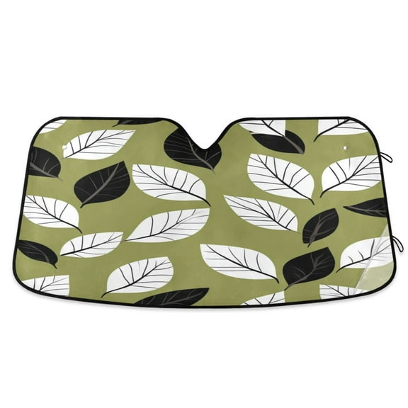 Windshield Sun Shade for Cars, 55"x27.6" Foldable Car Sun Shade with Aluminum Foil Bubble Heat Insulation, UV Protection for Sedan/SUV/Truck,Leaf