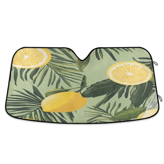 Windshield Sun Shade for Cars, 55"x27.6" Foldable Car Sun Shade with Aluminum Foil Bubble Heat Insulation, UV Protection for Sedan/SUV/Truck,Lemons