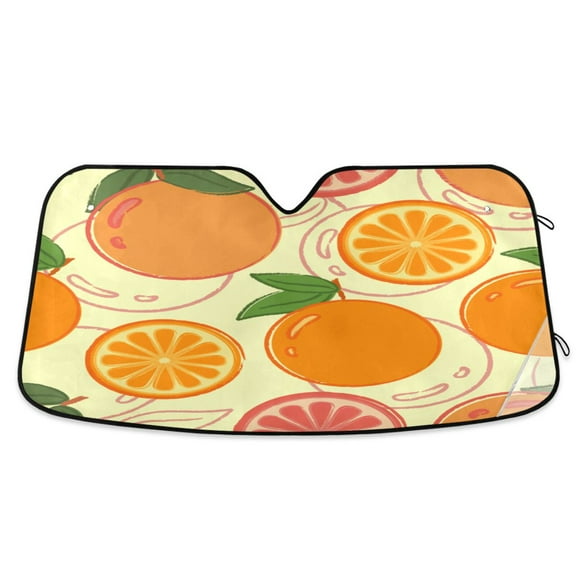 Windshield Sun Shade for Cars, 55"x27.6" Foldable Car Sun Shade with Aluminum Foil Bubble Heat Insulation, UV Protection for Sedan/SUV/Truck,Orange