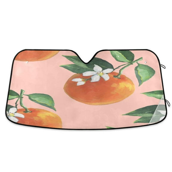 Windshield Sun Shade for Cars, 55"x27.6" Foldable Car Sun Shade with Aluminum Foil Bubble Heat Insulation, UV Protection for Sedan/SUV/Truck,Orange