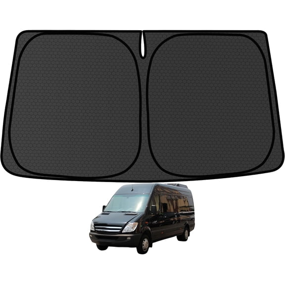 Windshield Sun Shade for Sprinter 2007-2025 Blocks UV Rays Foldable Thickened Front Window Sunshade Visor Keeps Vehicle Cooler