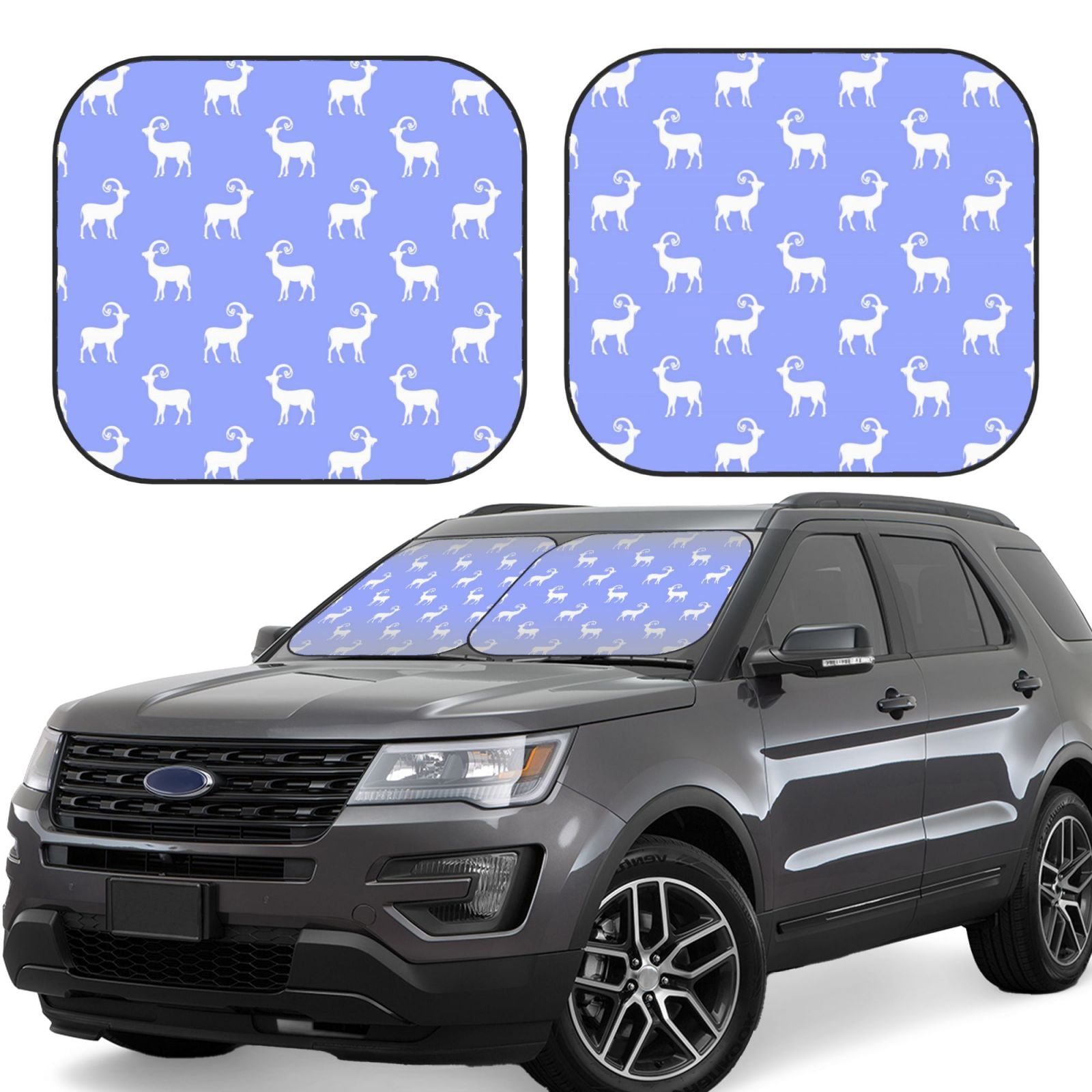 Windshield Sun Shade, white Mountain Goat cute 2-Piece Foldablecar ...