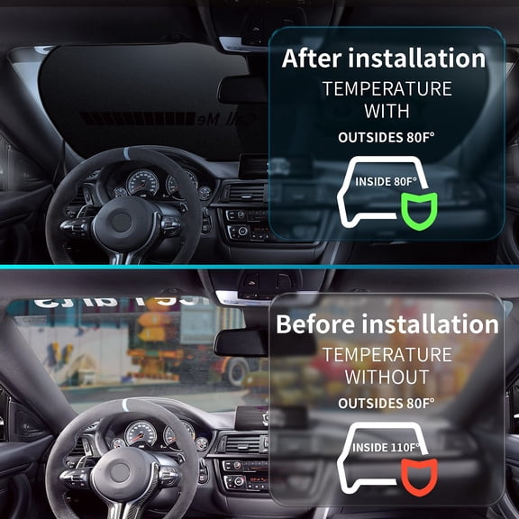 Windshield Sun Shade with Shield-X Reflective Technology. Foldable Car Sunshade for Front Windshield Window Car SUV Van Truck. Sun Visor Heat Shield