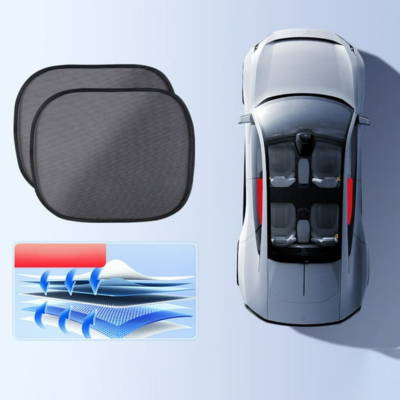 Windshield Sunscreen Heat Insulation Sunshade Mesh Electrostatic Side Shield-Front Window Installation Foldable Design