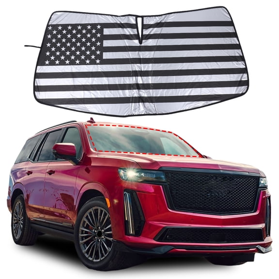 Windshield Sunshade for Cadillac Escalade 2021-2025 Accessories Front Window Sun Shade Foldable Reflective Sun Visor Custom Sunscreen UV Blocker Privacy Protector HeatShield (Dark)