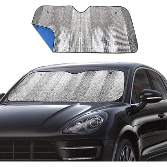 Windshield Sunshade Car Foldable UV Ray Reflector Auto Front Window Sun Shade Visor Shield Shade,Keeps Vehicle Cool - Blue (55" x 27.5")