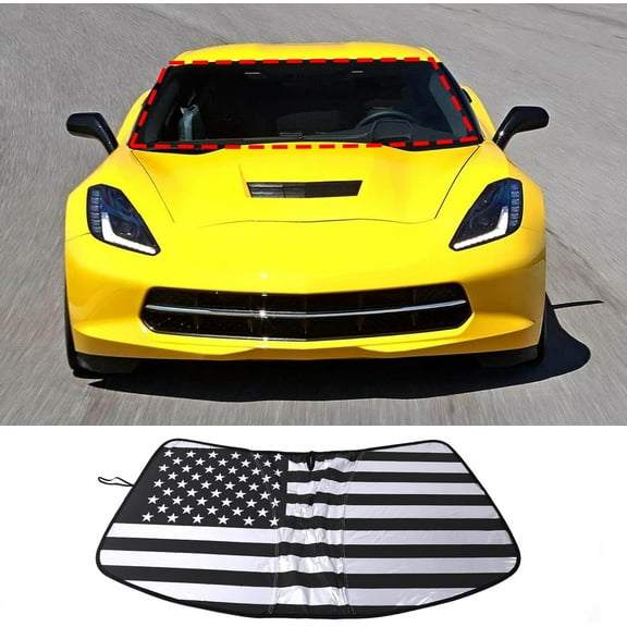 Windshield Sunshade for Chevrolet Corvette C7 2014-2019, Front Window Sunshade, Sun Visor Blocker, UV Protector, Heat Shield Keep Your Vehicle Cool, Lightweight & Portable (Grey)