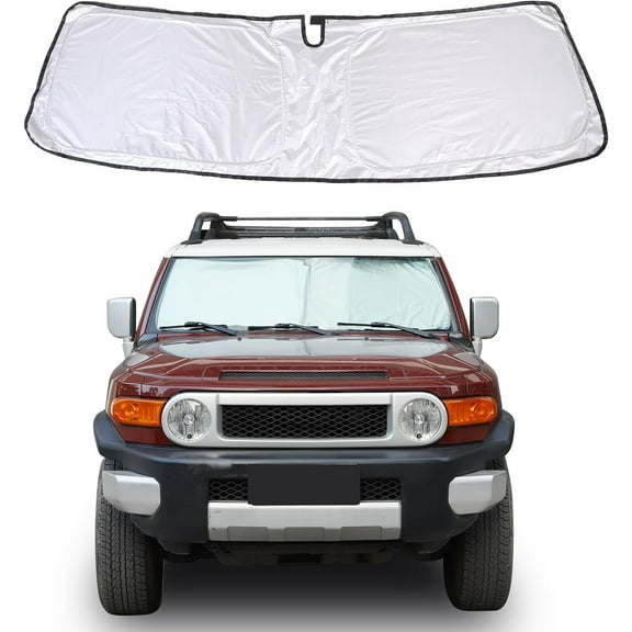 Windshield Sunshade Compatible with Toyota FJ Cruiser 2007-2021, Folding Car Sun Shade for Front Window 1PCS