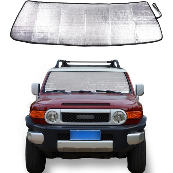 Windshield Sunshade Fit for Toyota FJ Cruiser 2007-2021, Folding Car Sun Shade for Front Window, Auto Sun Protection Visors Blocks UV Rays and Keeps Vehicle Cool, 1PCS