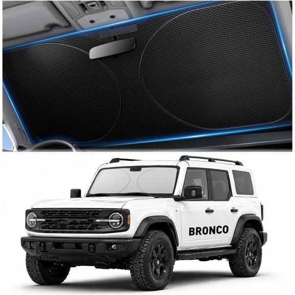 Windshield Sunshade for Ford Bronco 2021-2025, Heat Insulating & UV Blocking Sun Shield, Foldable Custom Fit Sun Shade for Bronco, Car Interior Protecting and Cooling Accessories