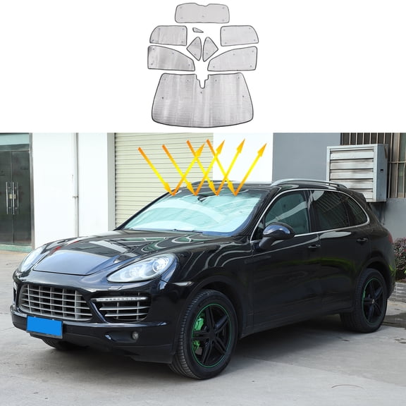 Windshield Sunshade for Porsche Cayenne 2011-2017 Full Window Sun Shade Foldable Reflective Sun Visor Custom Sunscreen UV Blocker Privacy Protetor HeatShield