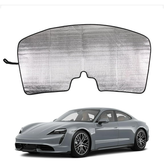 Windshield Sunshade for Porsche Taycan Sedan 2019-2024, Front Window Sun Shade, Foldable Reflective Sun Visor, Screen Shield Cover UV Blocker Protector HeatShield Keeps Your Vehicle Cool (Silver)