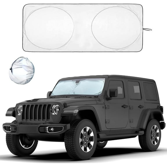 Windshield Sunshade | Sun Visor for UV Rays & Heat Protection | Suitable for Wrangler, Compass, Gladiator & Renegade | Accessories for Jeep Wrangler | X-Small - 60x21 inches