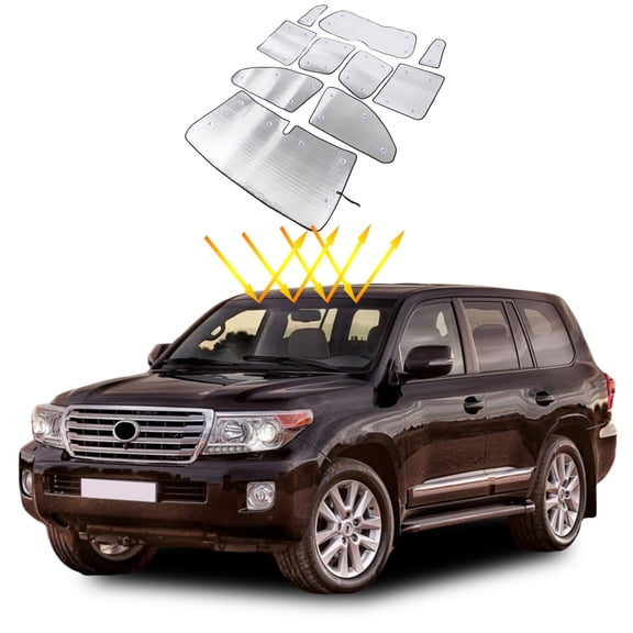 Windshield Sunshade For Toyota Landcruiser/Land Cruiser/LC200 2016-2021 Full Window Sun Shade Foldable Reflective Sun Visor Custom Sunscreen UV Blocker Privacy Protector HeatShield