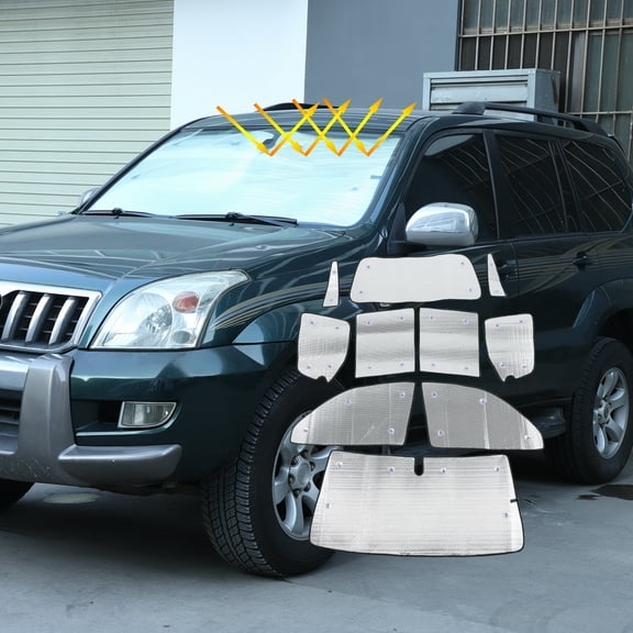 Windshield Sunshade for Toyota Prado 2003-2009 Full Window Sun Shade Foldable Reflective Sun Visor Custom Sunscreen UV Blocker Privacy Protetor HeatShield