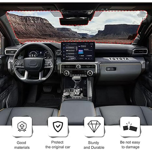 Windshield Sunshade for Toyota Tacoma 2024-2025 Front Window Sun Shade Foldable Reflective Sun Visor Custom Sunscreen UV Blocker Privacy Protector HeatShield Keep Your Car Cooler (Silver)