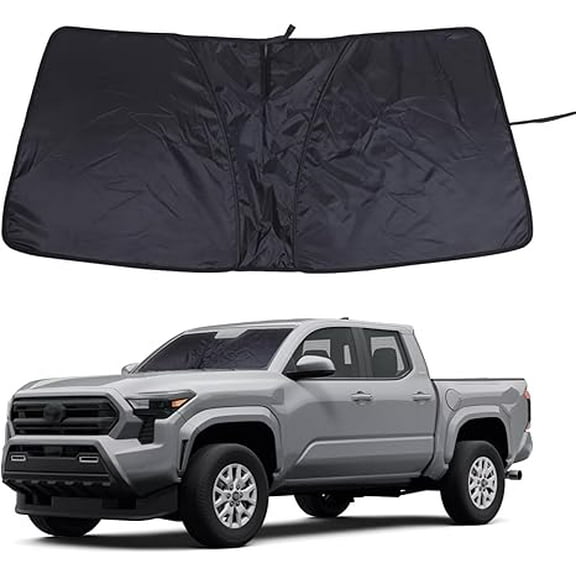 Windshield Sunshade for Toyota Tacoma 2024-2025 Front Window Sun Shade Foldable Reflective Sun Visor Custom Sunscreen UV Blocker Privacy Protector HeatShield Keep Your Car Cooler (Black1)