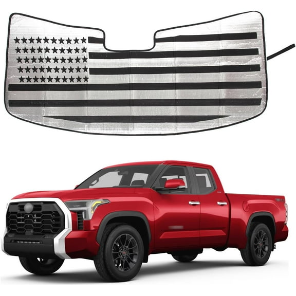 Windshield Sunshade for Toyota Tundra/Sequoia 2022-2024, Front Window Sun Shade, Foldable Reflective Sun Visor, Screen Shield Cover Blocker UV Protector HeatShield Keep Your Vehicle Cool (Black)