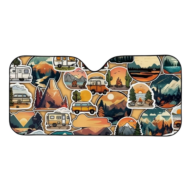 Windshield Sunshade for Car Foldable Windshield Sun Shade Suitable Protects Interior Accessories Sun Shade Snow Mountain