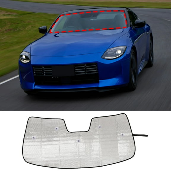 Windshield Sunshade for Nissan 400Z, Front Window Sun Shade, Foldable Reflective Sun Visor, Screen Shield Cover UV Blocker Protector HeatShield