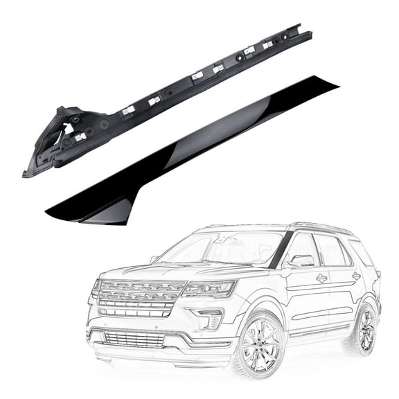 FEXON Outer & Inner Windshield Trim Molding A-Pillar Set for 2011-2019 Ford Explorer, BB5Z7803145AA BB5Z-7803137-AA BB5Z-7803137-AB 926-450 BB5Z-7803145-AA,Black, 2-Pack