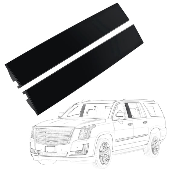 FEXON Front Door B-Pillar Molding Pair Gloss Black Compatible with Chevy Tahoe Suburban Yukon