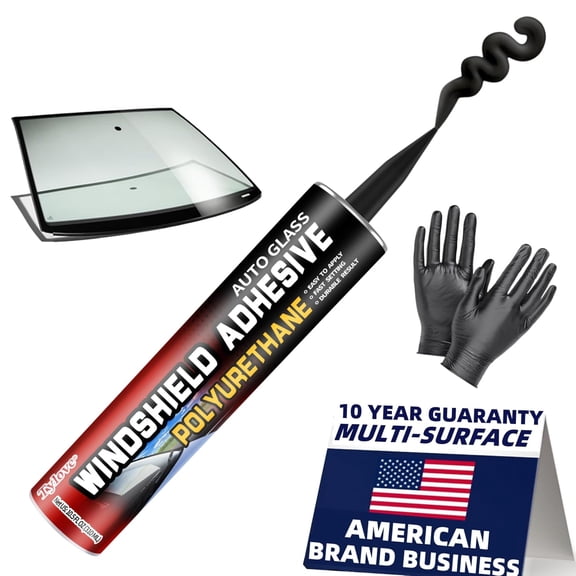 Windshield Urethane Adhesive Sealant - Quick Curing & Weather Resistant and Professional Strength Auto Glass Glue for Vertical Overhead Application, Repair Kit with Gloves,10.5Oz