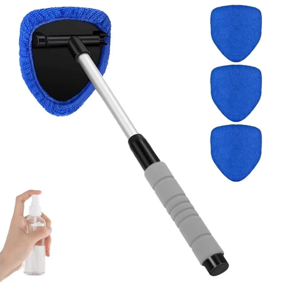 Windshield Wand Cleaning Tool, Microfiber Brush for Car Glass, Extendable Long Handle for Easy Reach