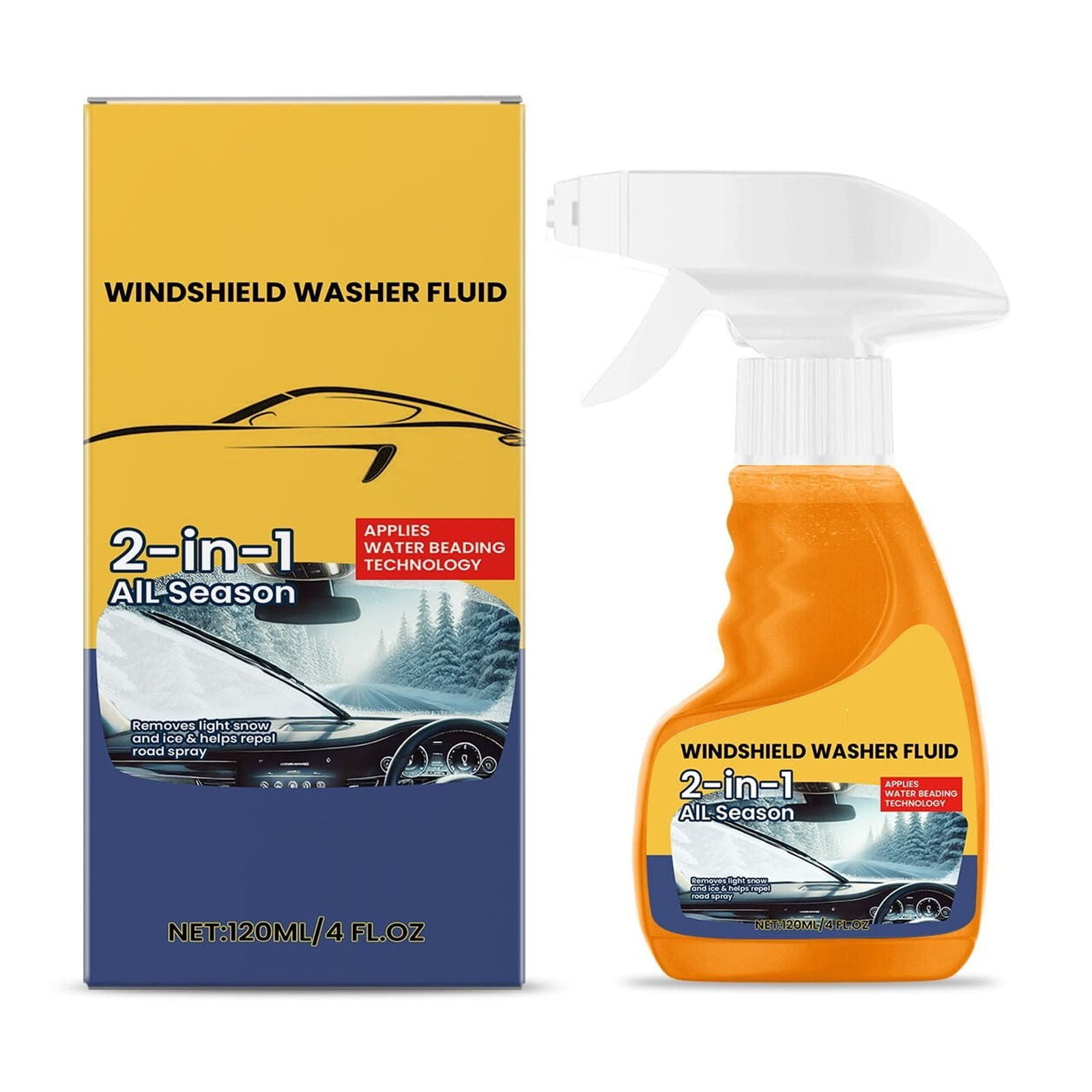 Windshield Washer Fluid 120ml - Effective Vehicle Glass Cleaner - Long-Lasting Protection Against Rain & Dirt, Ensures Clear Vision While Driving