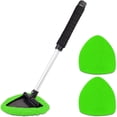 thumbnail image 1 of Windshield Window Cleaner Tool,Car Window Cleaner Tool With Handle,Unique Pivoting Triangular Head,3 Washable Reusable Microfiber Bonnets,Car & Home Inside Interior Exterior Use, 1 of 6