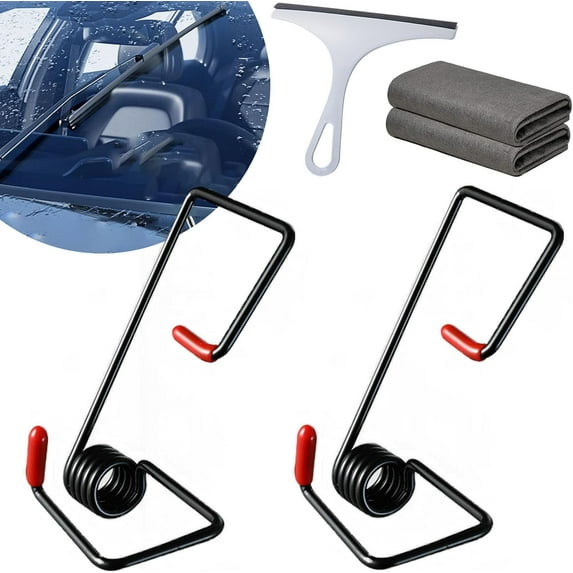 Windshield Wiper Arm Pressure Spring Booster, Strong Wiper Arm Pressure Spring Set, Enhance Wiper Performance, Dose't Hurt Glass Suitable for All Vehicles, Easy Install (1Pair-Red)