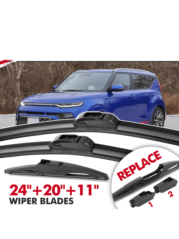 Windshield Wiper Blades 24"+20"+11" Replacement for 2010-2022 Kia Soul