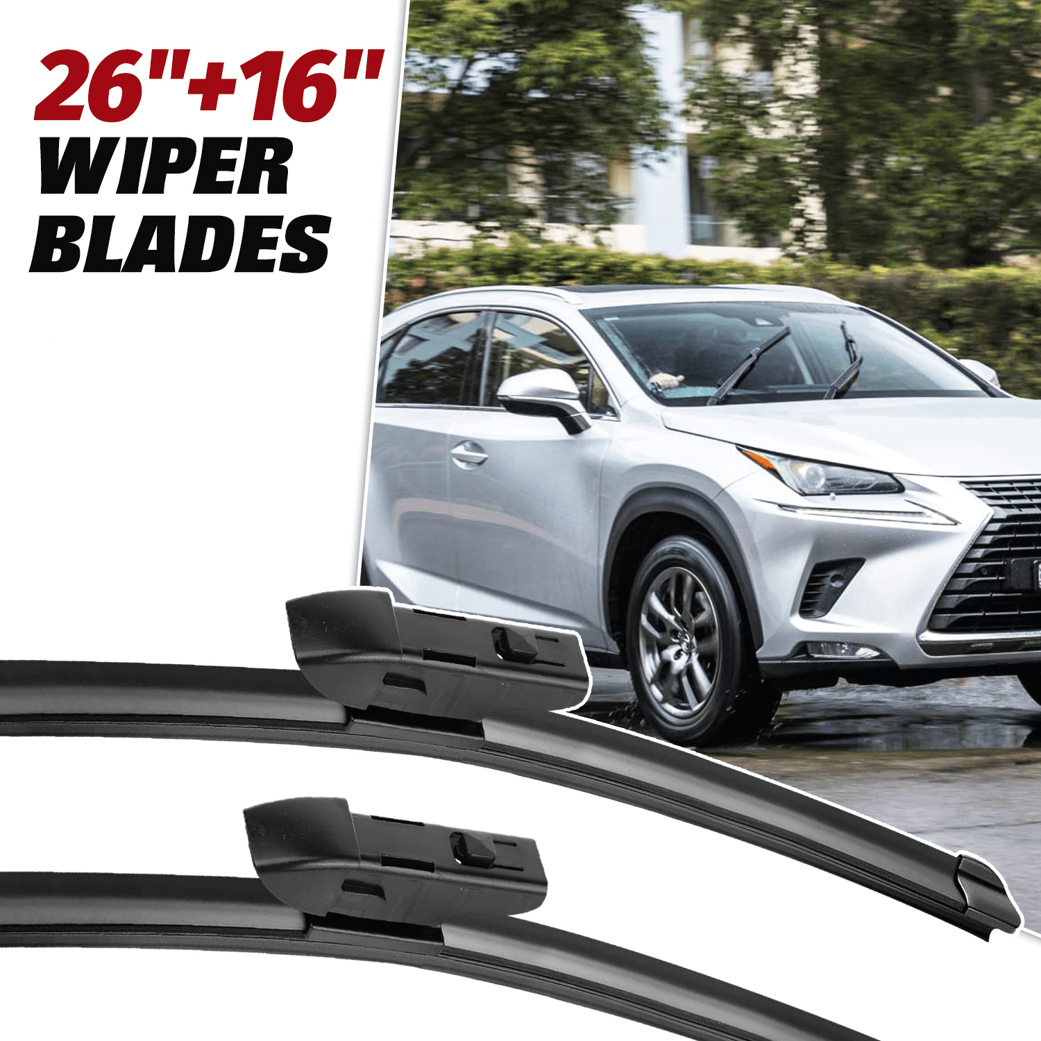 New 2x Front LH+RH Wper Blade nserts Ft for Lexus NX300h NX200t