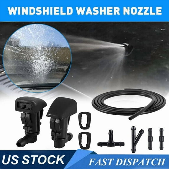 Windshield Wiper Water Washer Spray Nozzle Jet + 6.5ft Tube Pipe Hose Connector