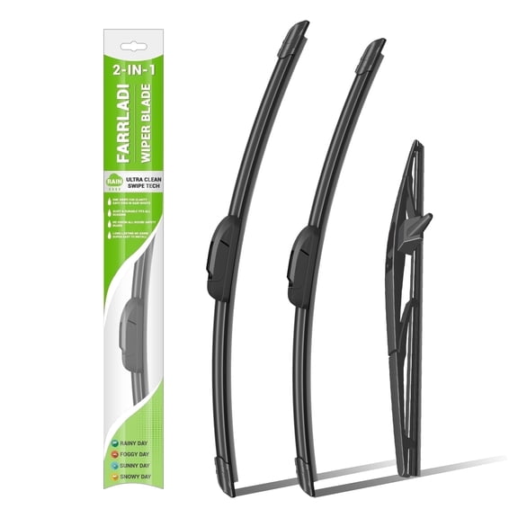 FARRLADI Silicone Windshield Wipers Replacement for Jeep Wrangler JK 2008-2018,Jeep Wrangler 2007-2017,Original Equipment Automotive Replacement Wiper Blades - 15" 15" 13"(3 Pack)