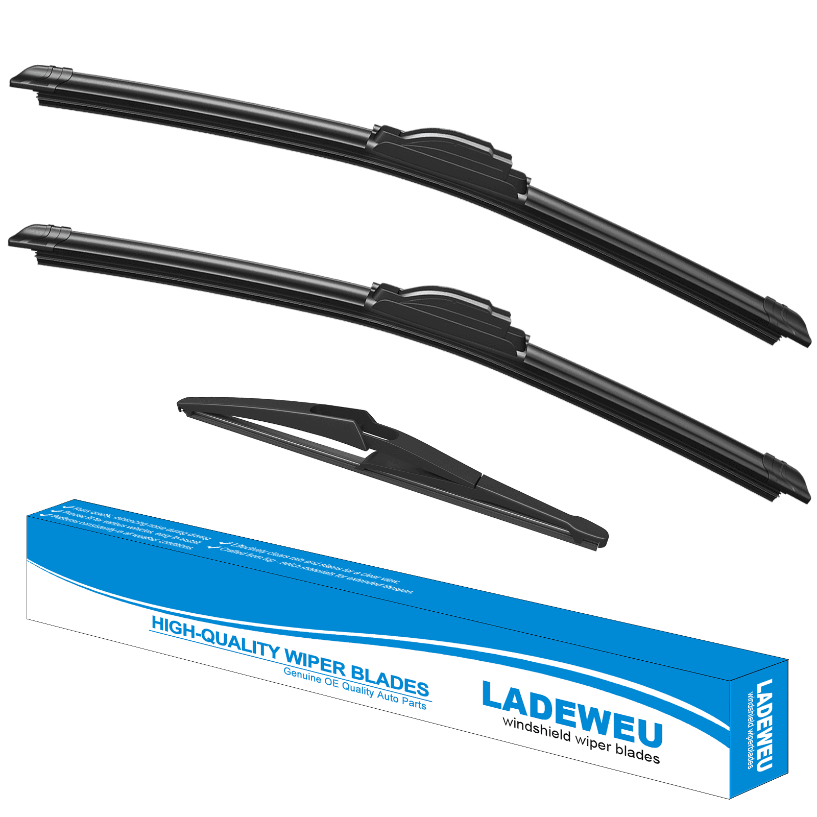 Windshield Wipers Replacement for Fiat 500 2012-2019 All Weather Winter Original Equipment Front Rear Wiper Blades Set 24"+14"+11"(Pack 3)
