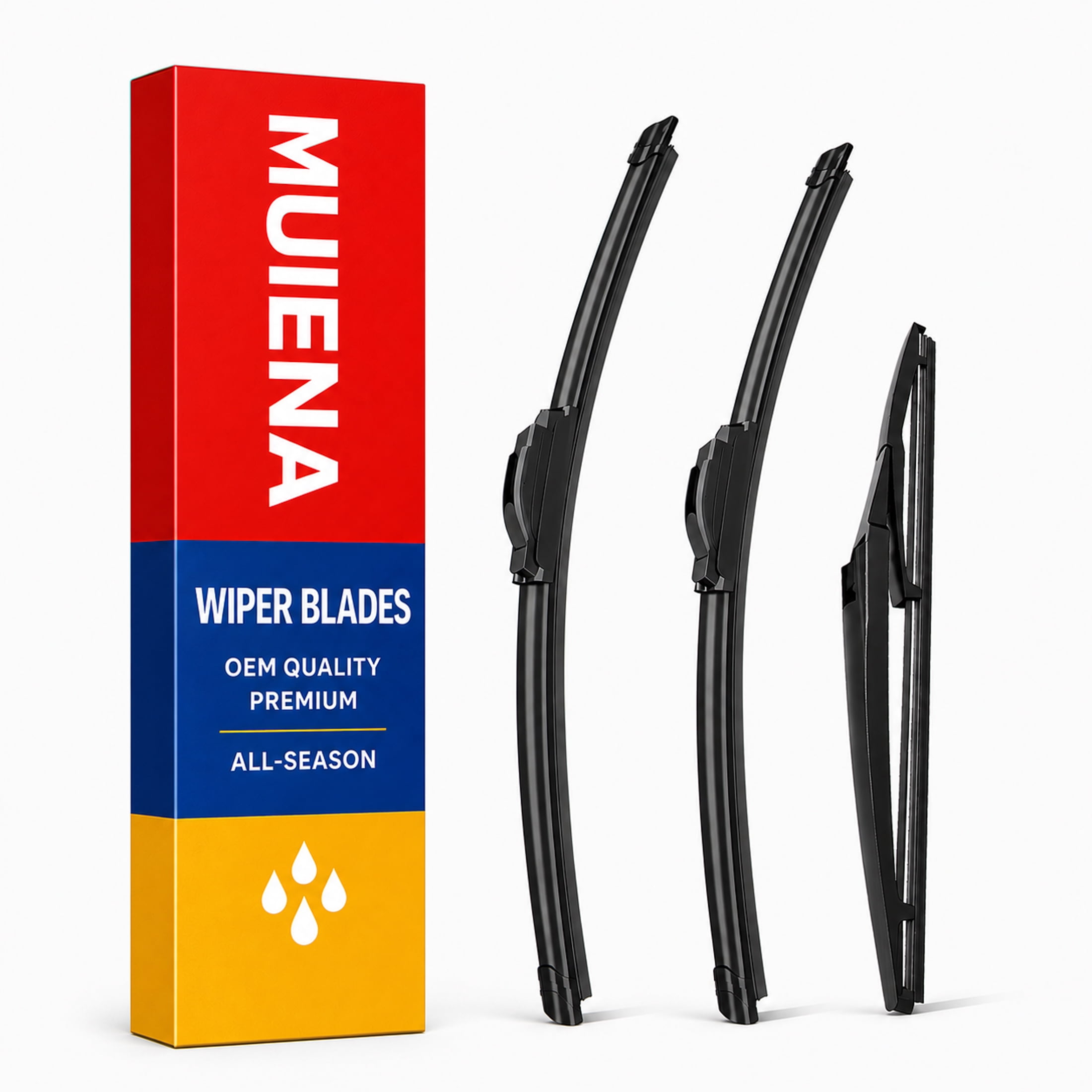 MUIENA Windshield Wipers Replacement for 2013-2016 Mazda CX-5,2007-2012 Hyundai Santa Fe,OEM Quality Premium All-Season Front Rear Wiper Blades-24"+18"+14"(Pack of 3)