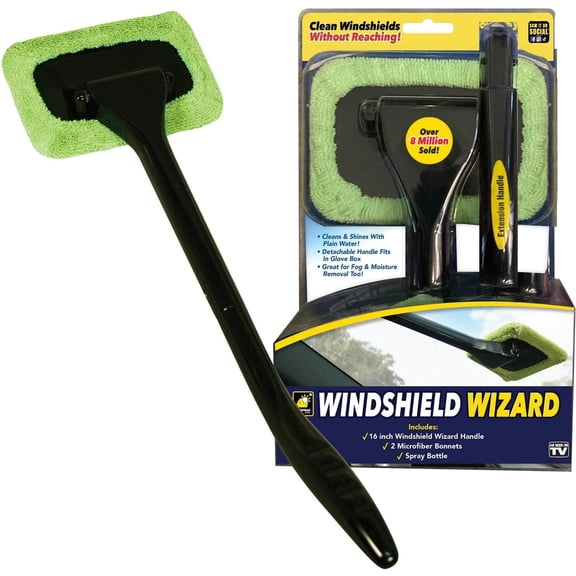 Windshield Wizard Cleaning Tool, TV Advertised Product, Clean Windshield Without Reaching, Comes with Additional Towel and Spray Bottle Microfiber Window Cleaning Equipment, Long Detachable 16 Inch H