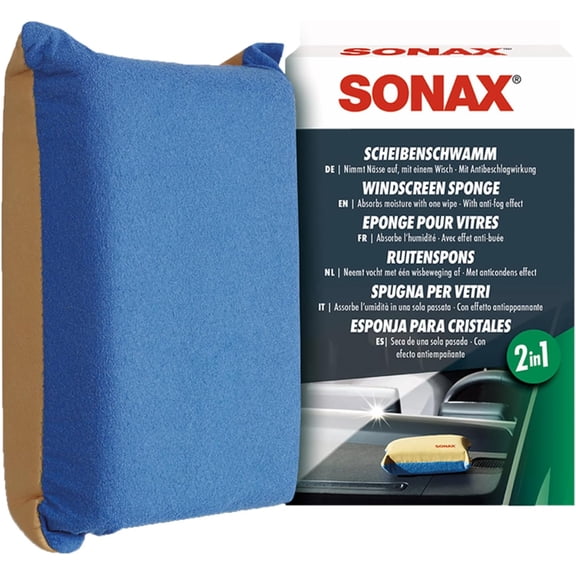 Windshield sponge 417100 | Dual-action cleaning sponge, for streak-free glass cleaning | Easily removes dirt, fog, and condensation from windshields, windows, and mirrors | Compact and reusable