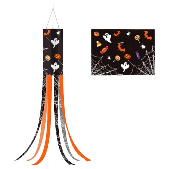 Windsock Halloween Decor 1 Pc Spooky Ghost Pumpkin Hanging Decoration for Yard Patio Porch Holiday Party Display