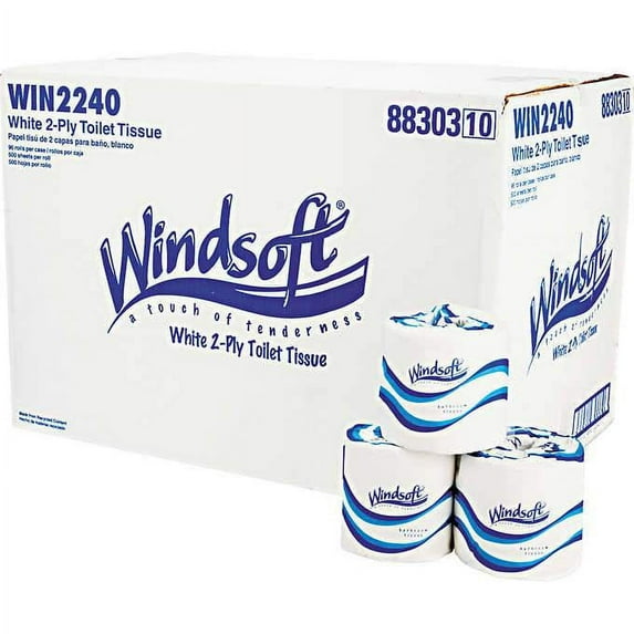 Windsoft Single Roll Bath Tissue, 500 Sheets, 96 Rolls Per Carton
