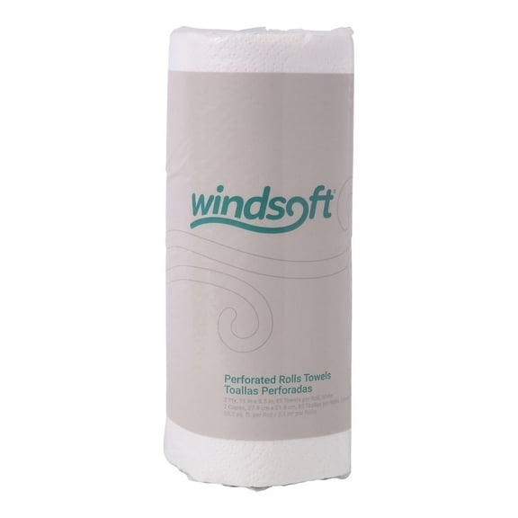 Windsoft Paper Towels, Bulk Pack of 30 Rolls, 85 Sheets Per Roll, Individually Wrapped, 2-Ply White Kitchen Towels, Embossed and For Enhanced Absorbency