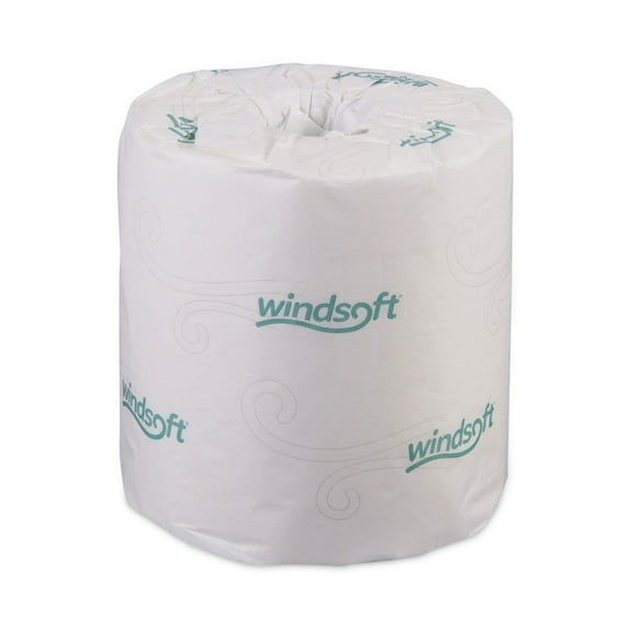 Windsoft Toilet Paper, Septic Safe, Individually Wrapped Rolls, 2-Ply, White, 500 Sheets/Roll, 96 Rolls/Carton